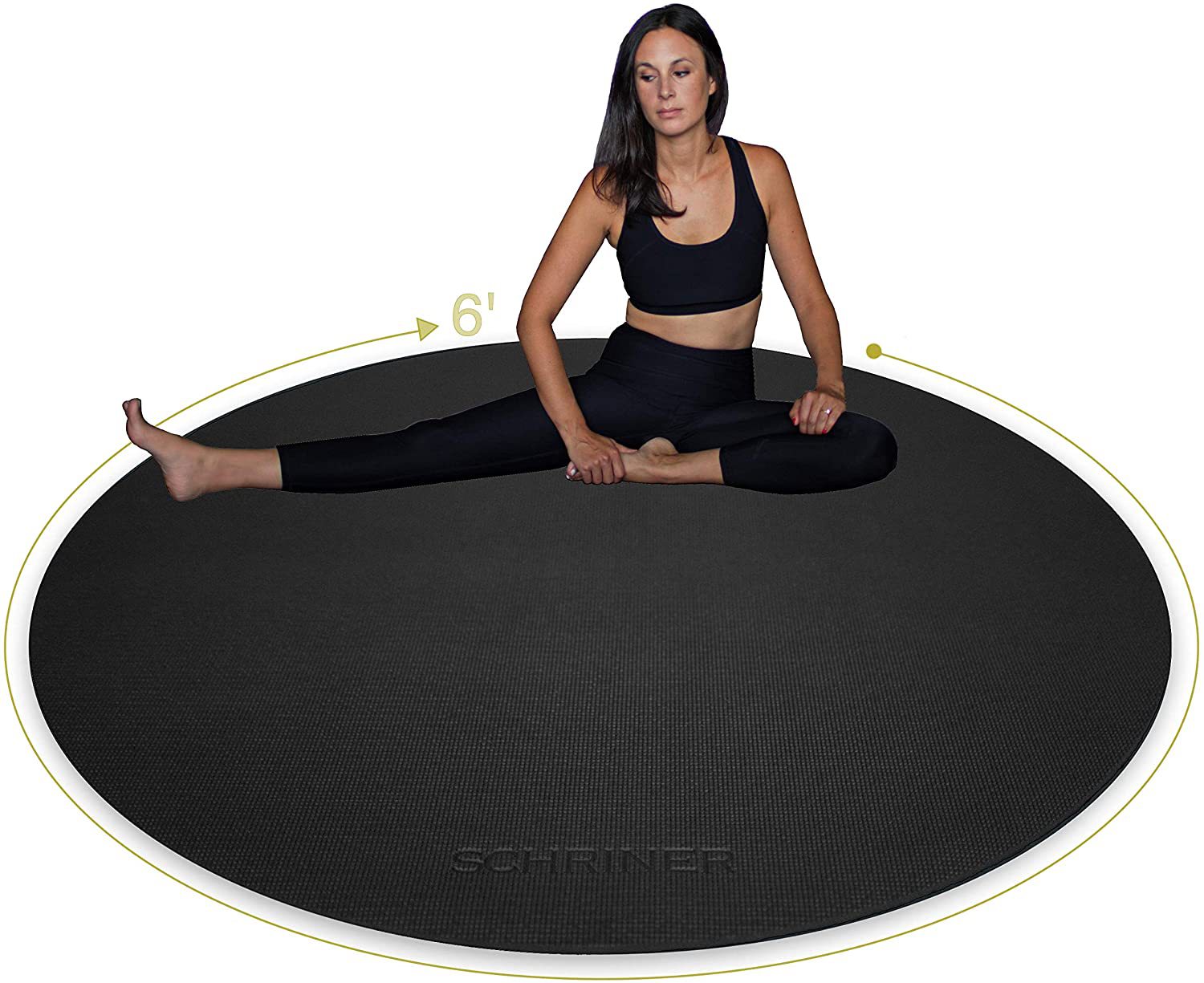 SCHRINER Pro Large Round Yoga Mat 6' x 8mm for Exercise Premium Extra  Thick, Ultra Comfortable, Non Slip, Meditation Mat - Kineci
